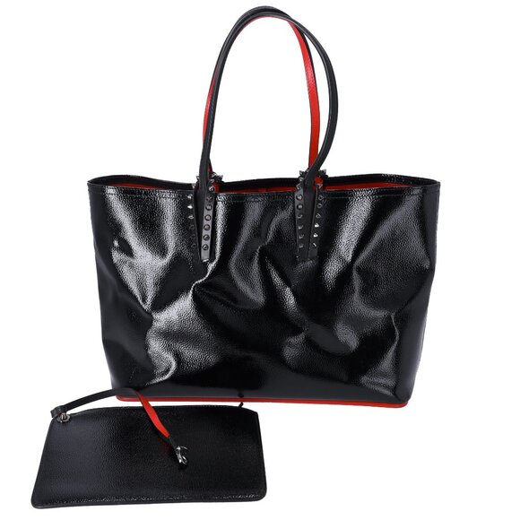 Christian Louboutin Cabata Small Tote Bag Black Red Patent Leather - Picture 1 of 10